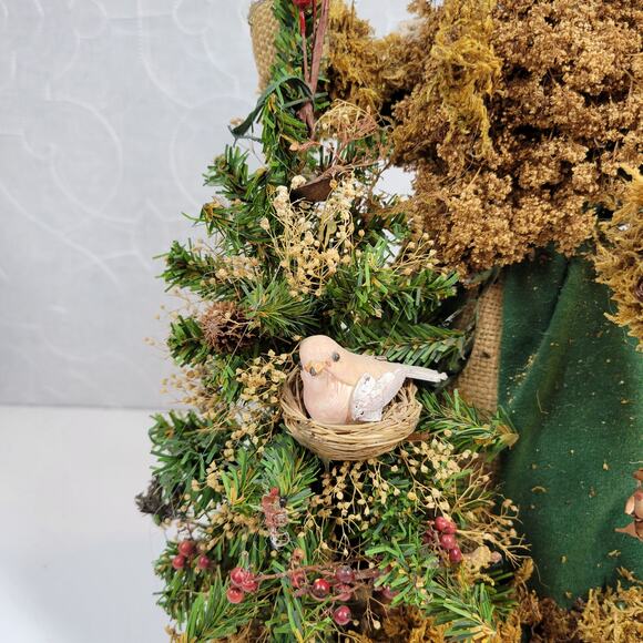 VINTAGE Folk Santa Claus 12" Green Holiday‎ Christmas Rustic Decoration Figure - Picture 8 of 14